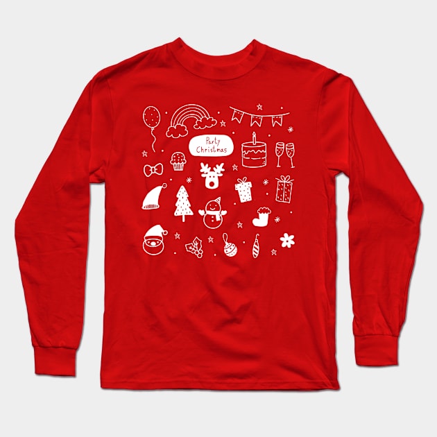 Christmas pattern on red Long Sleeve T-Shirt by hedehede